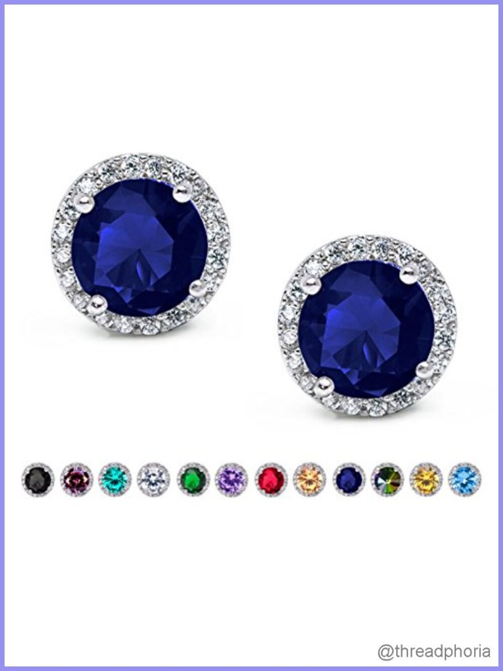 8mm Cubic Zirconia Stud Earrings Hypoallergenic Silver Plated for Women